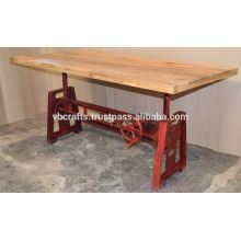 Antique Red Heavy Mechanic Crank Dining Table